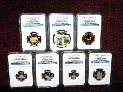 2014 CANADA 100TH ANNIVERSARY DECLARATION OF WWI SEVEN COIN SET  NGC PF 70 UC FR