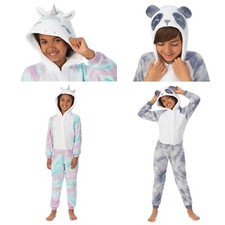 Saint Eve Kids Hooded Fleece Sleeper One piece PANDA UNICORN  5-6 7-8 10-12years