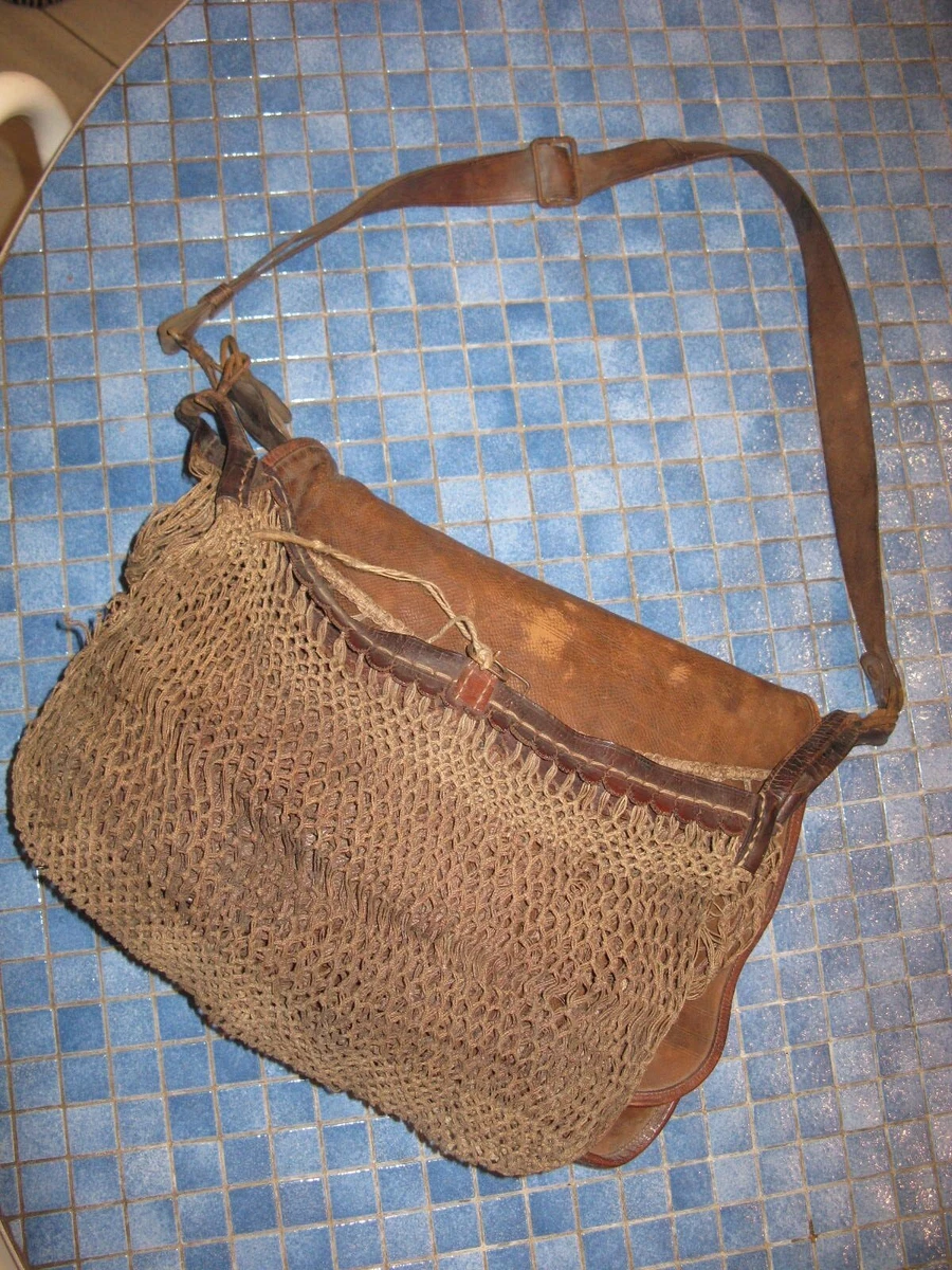 ancien carnier gibeci re de chasse en cuir eBay
