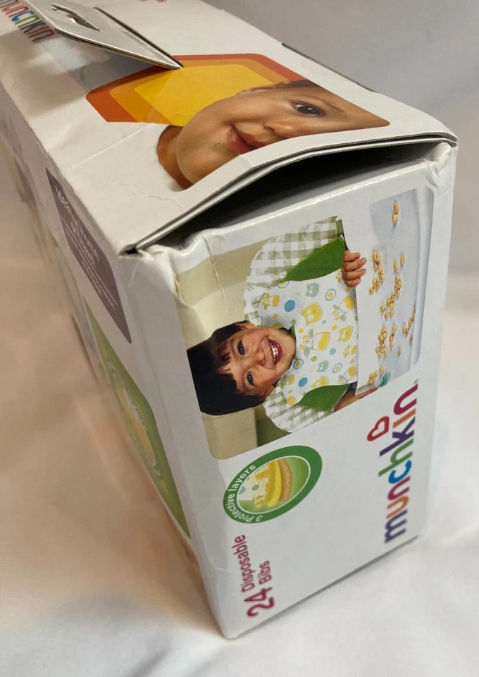 NUEVO Baberos Desechables Munchkin para Bebé 24 Ct Bolsillo para Migas 13.5" x 9" Foto 3 de 4