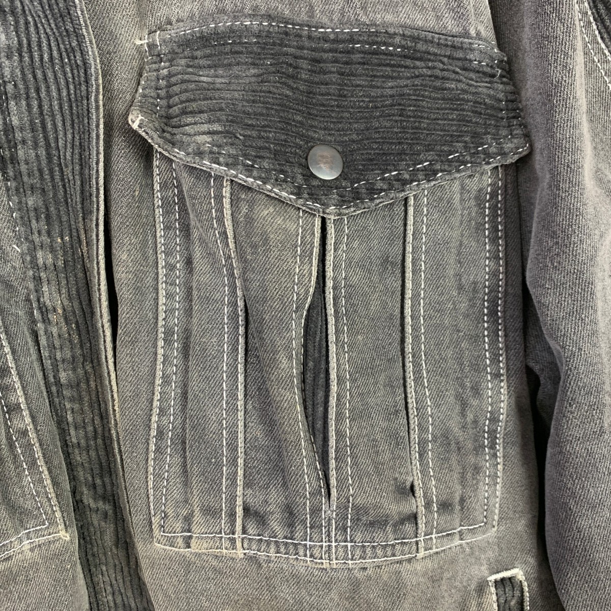 ジャケット・アウター Rare 00s Archive GOA Grunge Black Denim Vintage 90s Oversized Black Denim Grunge Jean Jacket Womens