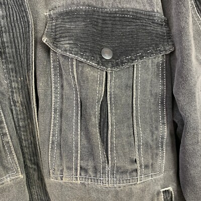 Vintage 90s Oversized Black Denim Grunge Jean Jacket Womens
