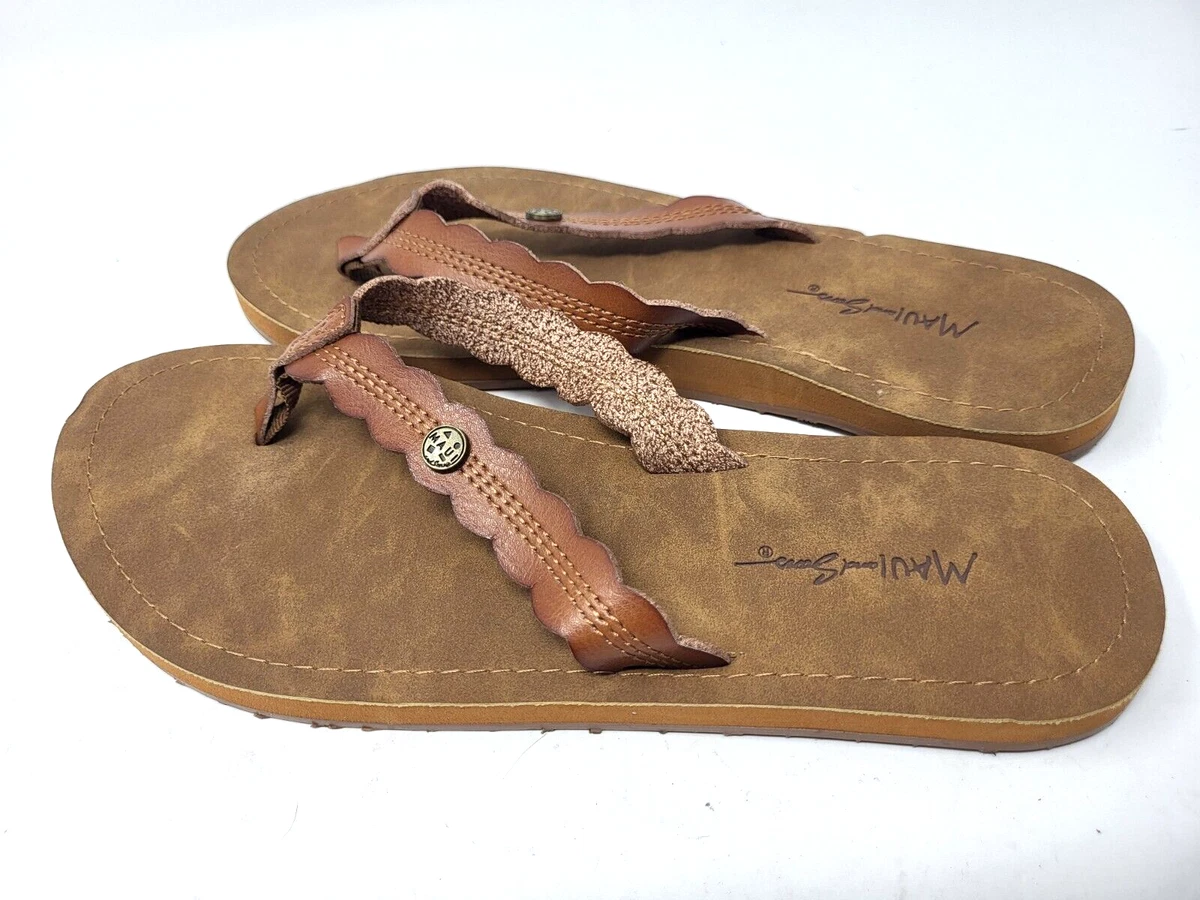 Maui Sons Niki Women s Flip Flop Sandals Brown Tan 8 US