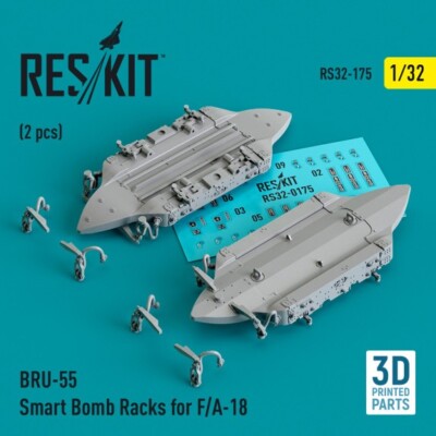 BRU-55 Smart Bomb Racks for F/A-18 2pcs (3D Printed) Scale 1:32 ResKit RS32-0175