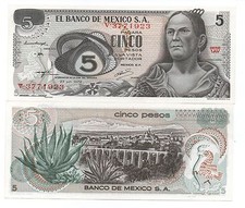 MEXICO 5 PESOS 1972 PICK 62 C UNC
