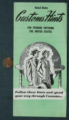 1952 United States Customs Hints for Entering the USA Tips Brochure VINTAGE +