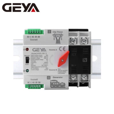 GEYA Dual Power Automatic Transfer Switch Grid to Alternator 2P 63/100A 220/110V