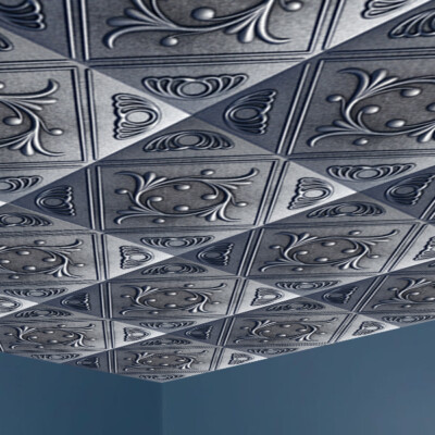 Ceiling Tiles, Glue Up, DIY, 20'' x 20'', Decorative Foam, ANET Silver Black