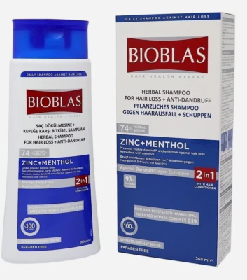 Bioblas Anti Hair Loss Against Dandruff Zinc +Menthol Shampoo-360ml.