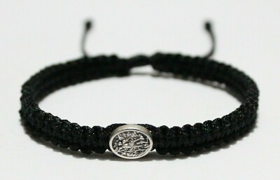 Saint Michael the Archangel One Silver Tone Medal on Black Cord Bracelet Michael