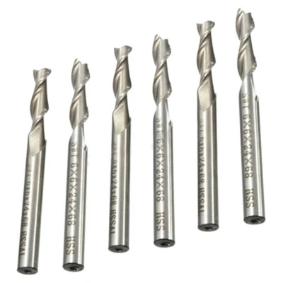 5 tlg 6mm Extra Lange Fräser 2 Flöte HSS CNC Schaftfräser Metall Kunststoff CE - Bild 1 von 4