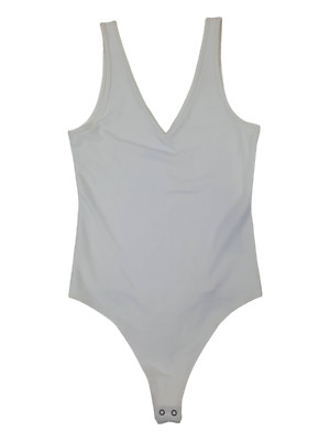Abercrombie & Fitch Body Gr. S Weiß Ärmellos Spitzer Ausschnitt vorne&hinten