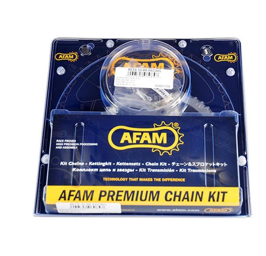Kit chaîne 420 Afam 12x51 couronne d100 avec 4 trous de fixation pour Beta 50 RR Racing