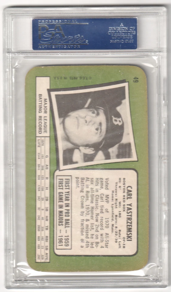 CARL YASTRZEMSKI 1971 Topps Super #49 PSA 6 EX-MT - RED SOX - Image 2 of 2
