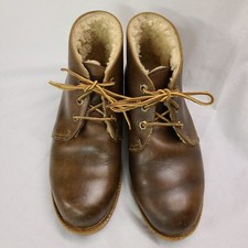 Vtg Timberland USA Brown Leather ankle Boots Sherpa Lined Oil Resistant Wom sz 7