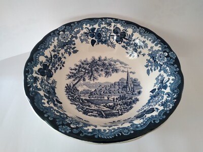Staffordshire Palissy Schüssel Blau England Durchmesser ca. 24 cm 