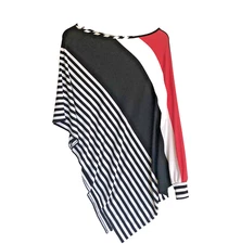 Vintage Vava By Joy Han Bubble Top M Asymmetric Colorblock Stripe Retro