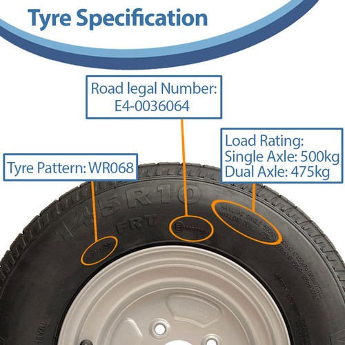 145R10C Trailer Kit, High Speed, Road Legal Wanda Wheels, Axles & Hitch 750 kgs - Picture 4 of 9