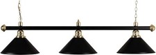 POOL TABLE LIGHTING BLACK ENAMELED BRASS BAR WITH 3 BLACK SHADES##