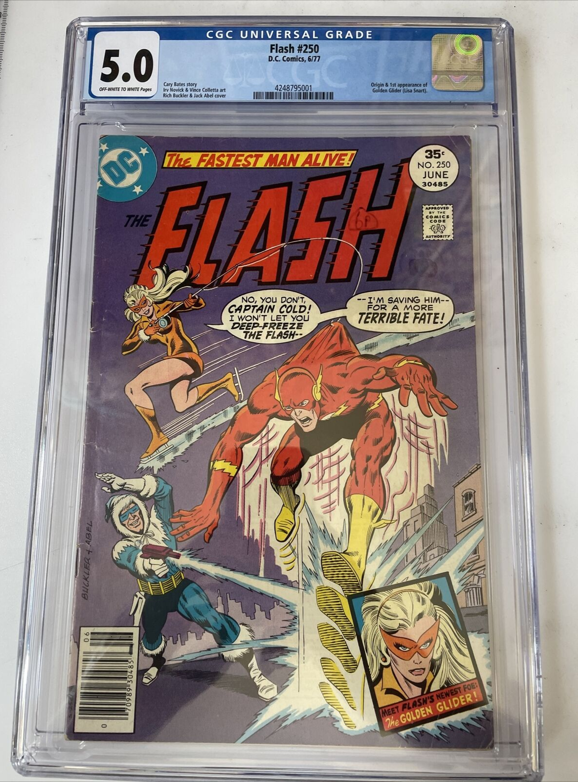 The Flash #250 CGC 5.0 OW/W pages 1977 DC Comics 1st app Golden Glider