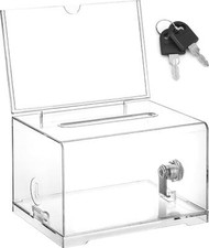 Clear Acrylic Box with Lock, Donation Box Ballot Box Suggestion Box - 6.3 x 4.8