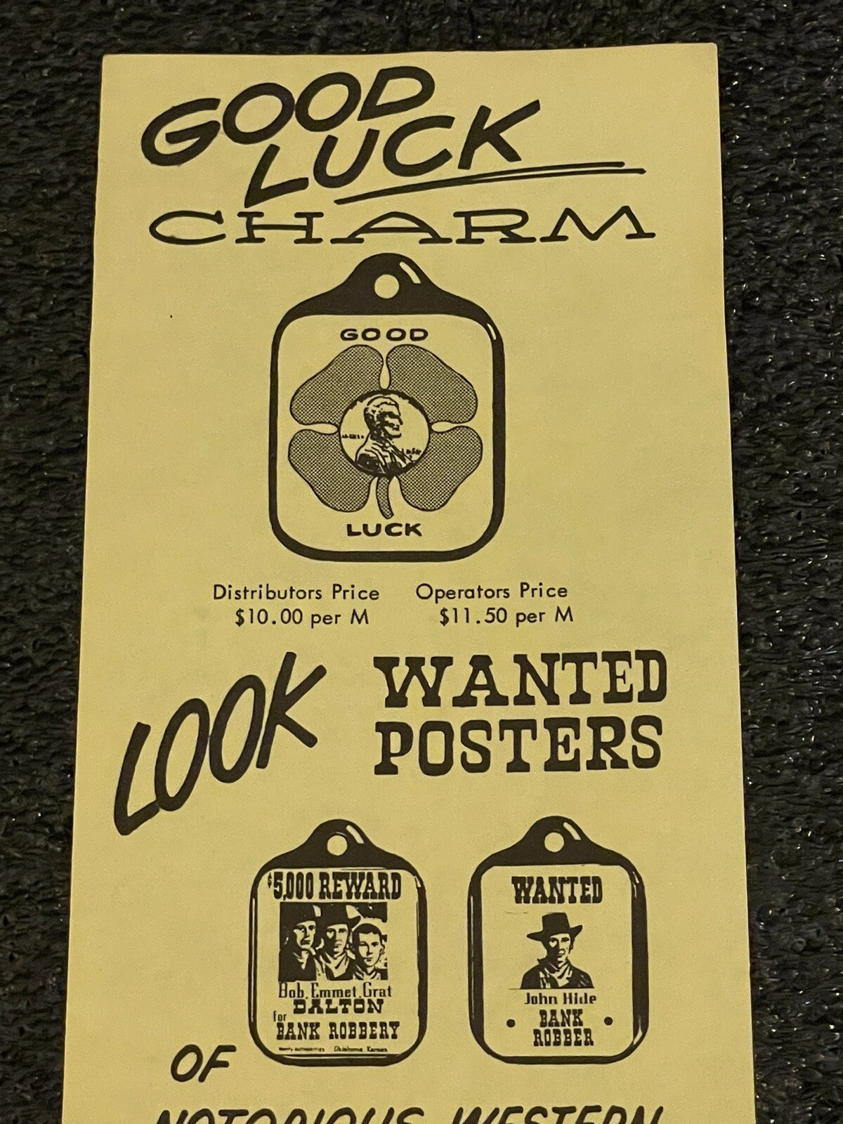 "NOS" New Old Stock Good Luck Charm, Lucky Penny Ring Vending Machine Insert NOS