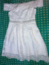 Francescas Lace Off The Shoulder Fit And Flare White Dress Lined Woman’s M