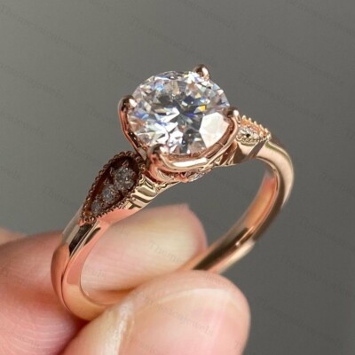 1.62TCW Round Cut Moissanite Solitaire Engagement Ring In 14K Yellow Gold Plated