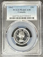 1962 Canada Twenty-Five Cents 25c PCGS PL-66 CAM, Buy 3 Items, Get $5 Off!!