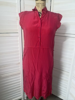 80s Francesca of Damon For Starlington Bright Pink 100% Silk Pencil Dress Sz 8