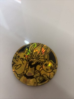 Pikachu/Cinderace/Eevee Pokemon Battle Academy 2022 Jumbo Coin - Cracked ice