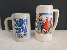 2 McCoy Lowenbrau Munchen Beer & German Style Stoneware Stein Mug