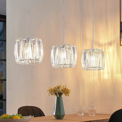 Lindby Sofia Balkenleuchte Pendelleuchte Deckenlampe dreiflammig klar chrom