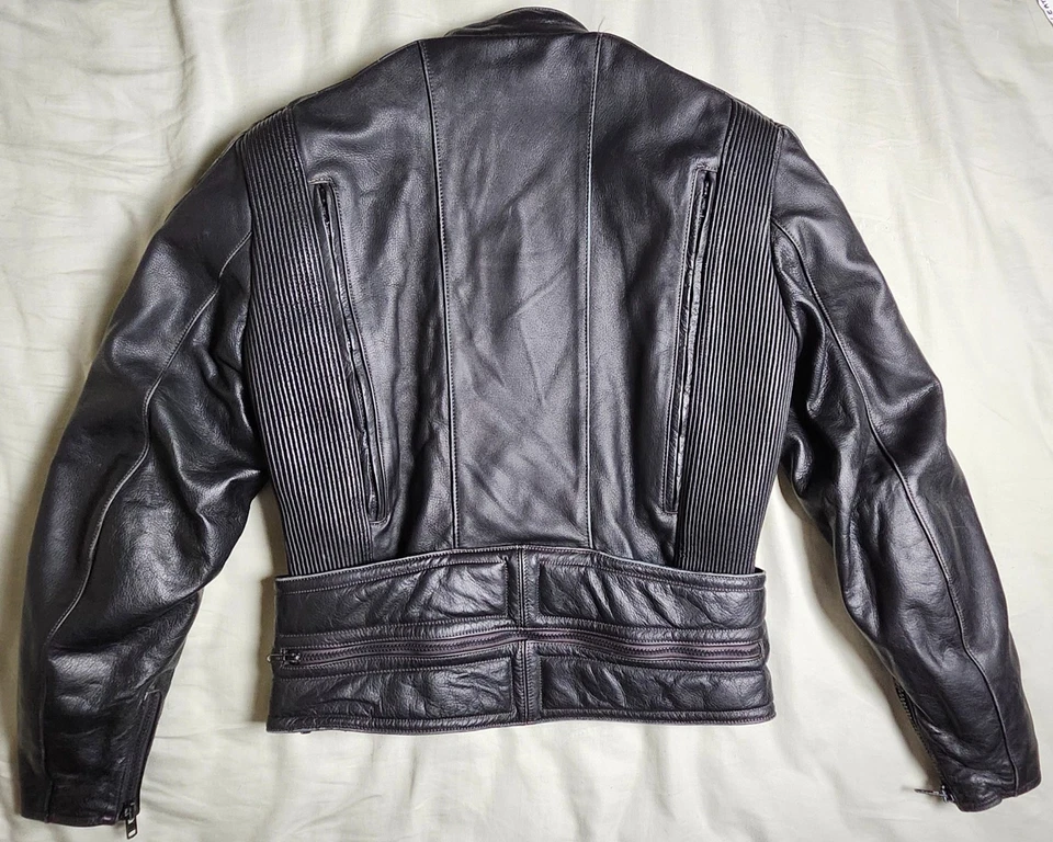 Vintage FIRSTGEAR Men's Black Motorcycle Leather Jacket Size 42 - Image 4 of 4