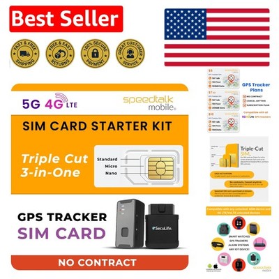 GPS Tracker SIM Card Kit: Universal 3-in-1 Standard, Micro, Nano for 5G LTE
