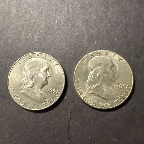 Estate Sale 1963P & 1963D Franklin Half Dollars Almost Uncirculated