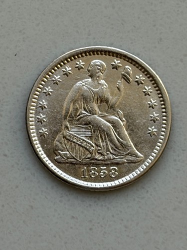 1858-O Seated Liberty Half Dime--Beautiful AU+ Coin--Likely Cleaned