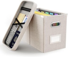 File Organizer Box W/ Lid Hanging Filing File Box W/ Mesh Pocket Document