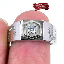 White Topaz Gemstone 925 Silver Wife Statement Crown Chakra Elegant Ring Size 7