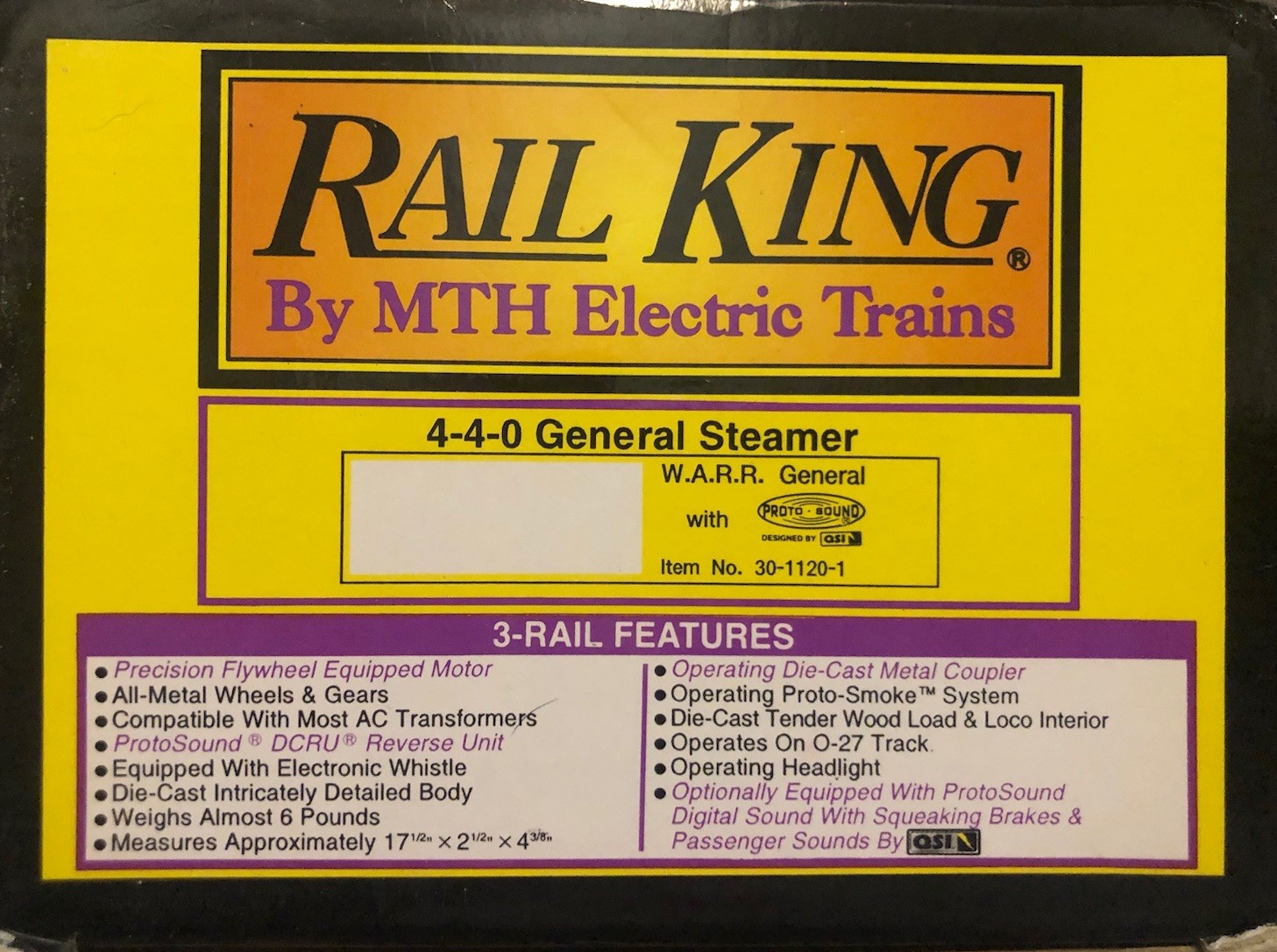 Rail King 4-4-0 General Steamer 30-1120-1