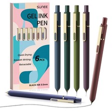 6-Pack 0.5mm Fine Point Smooth Writing Pens with Quick-Drying Black Ink, Cute