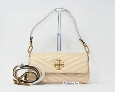 Tory Burch Kira Chevron Flap Shoulder Bag Crossbody Leather 90456 New Cream NWT