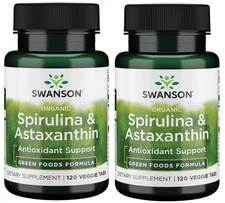 Swanson Organic Spirulina & Astaxanthin 120 Veg Tabs (2 pack)