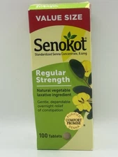 Senokot Regular Strength Natural Vegetable Laxative Tablets 100 tab EXP 2027 BD
