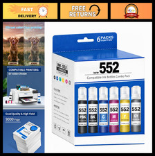 High Capacity 552 Ink Refill Bottles 600ml for EcoTank ET-8550 ET-8500 - 6-Pack