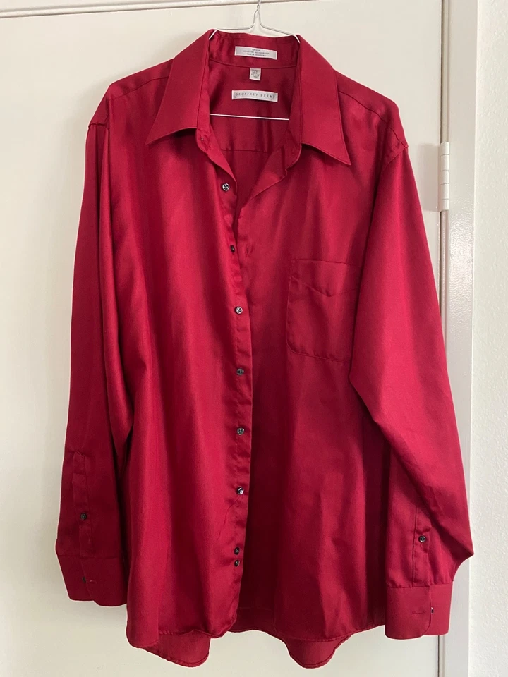 Camisa GEOFFREY BEENE SATÉN ROJA XL 17.5 36/37 SIN ARRUGAS Foto 2 de 4