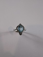 925 Sterling Silver blue topaz Cz Ring