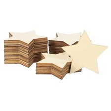80mm Wooden Stars, 100 Pack Unfinished Wood Stars Blank Wooden Cutouts