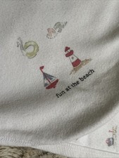 VTG 2002 Baby Gap Fun At The Beach Cotton Receiving Blanket Print Rare