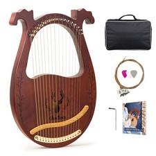 Lyre Harp, 16-String Mahogany Lyra Harp Kit, Stringed Musical Instruments with T